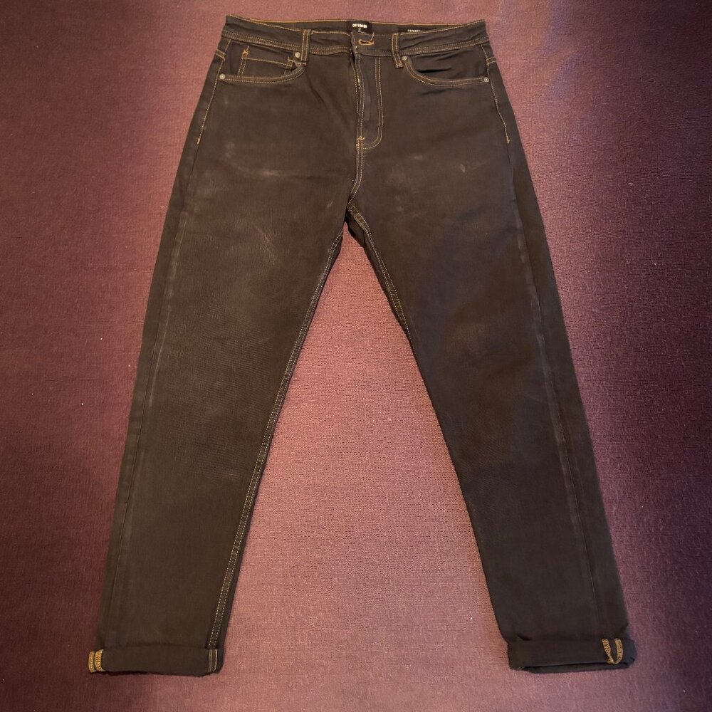 Cotton On Black Wash Tapered Leg Jeans | W32
